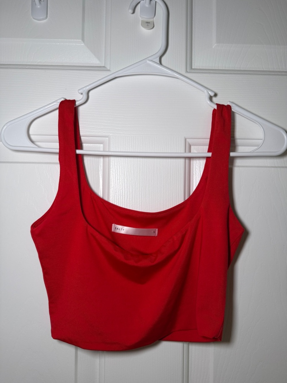 SALTY Red Scoop Neck Crop Tank
